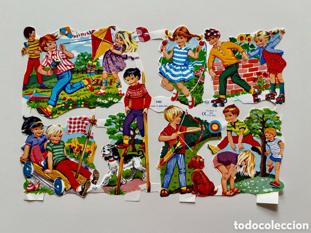 Collectable Antique Stamped Cards: L&aacute;mina NO CE CROMOS TROQUELADOS ingleses MLP 1462 dibujos ni&ntilde;os jugando NUEVA colecci&oacute;n juego ni&ntilde;as