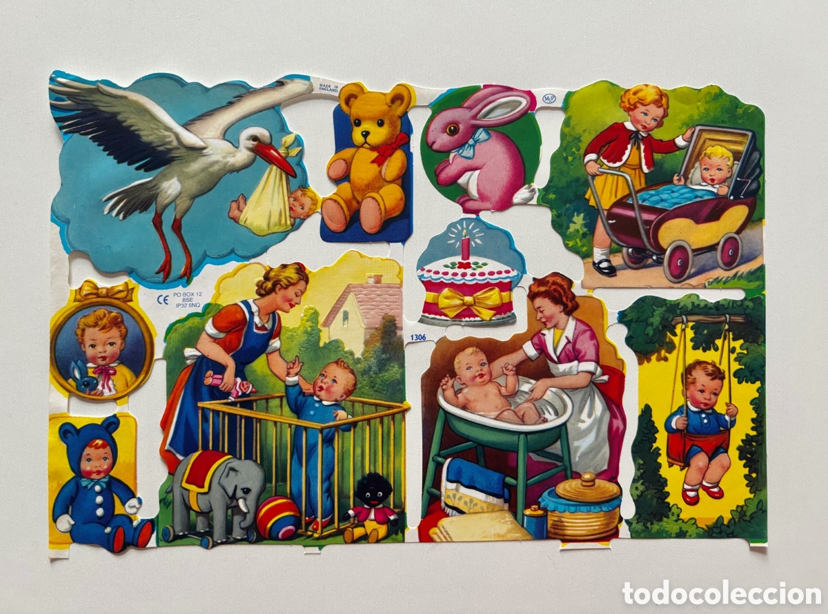 Coleccionismo cromos troquelados antiguos: L&aacute;mina CROMOS TROQUELADOS ingleses MLP 1306 dibujos beb&eacute;s cig&uuml;e&ntilde;a NUEVA colecci&oacute;n picar ni&ntilde;os