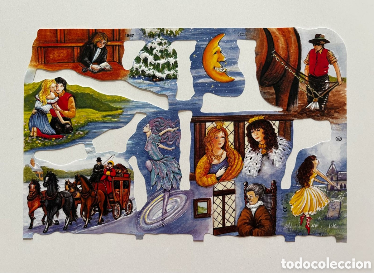 Coleccionismo cromos troquelados antiguos: L&aacute;mina CROMOS TROQUELADOS ingleses MLP 1867 dibujos cuentos NUEVA colecci&oacute;n picar ni&ntilde;os infantil