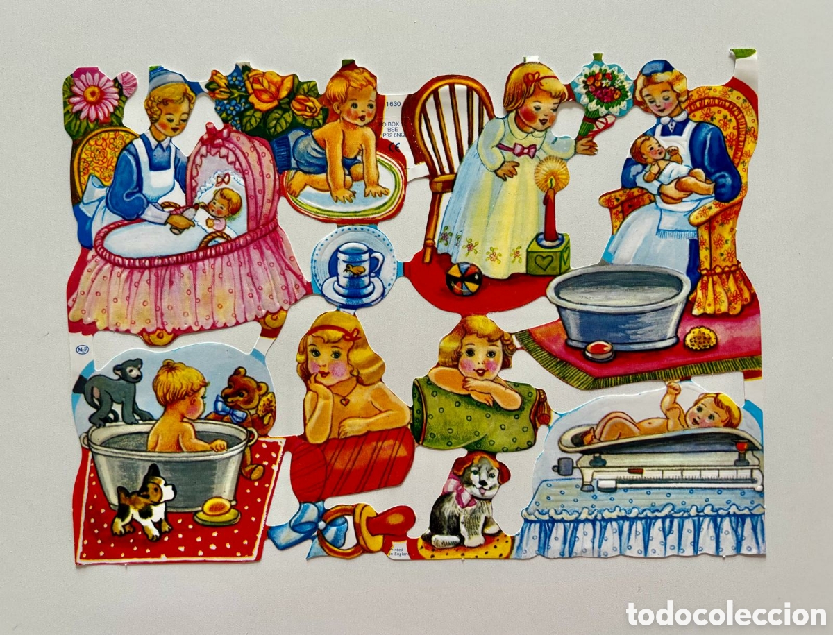 Coleccionismo cromos troquelados antiguos: L&aacute;mina CROMOS TROQUELADOS ingleses MLP 1630 dibujos beb&eacute;s NUEVA colecci&oacute;n picar ni&ntilde;os infantil