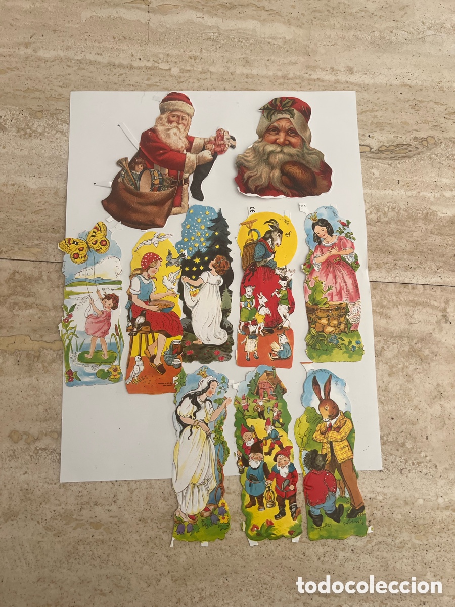 Colecionismo Cromos recortados antigos: Cromos troquelados infantiles y pap&aacute; Noel