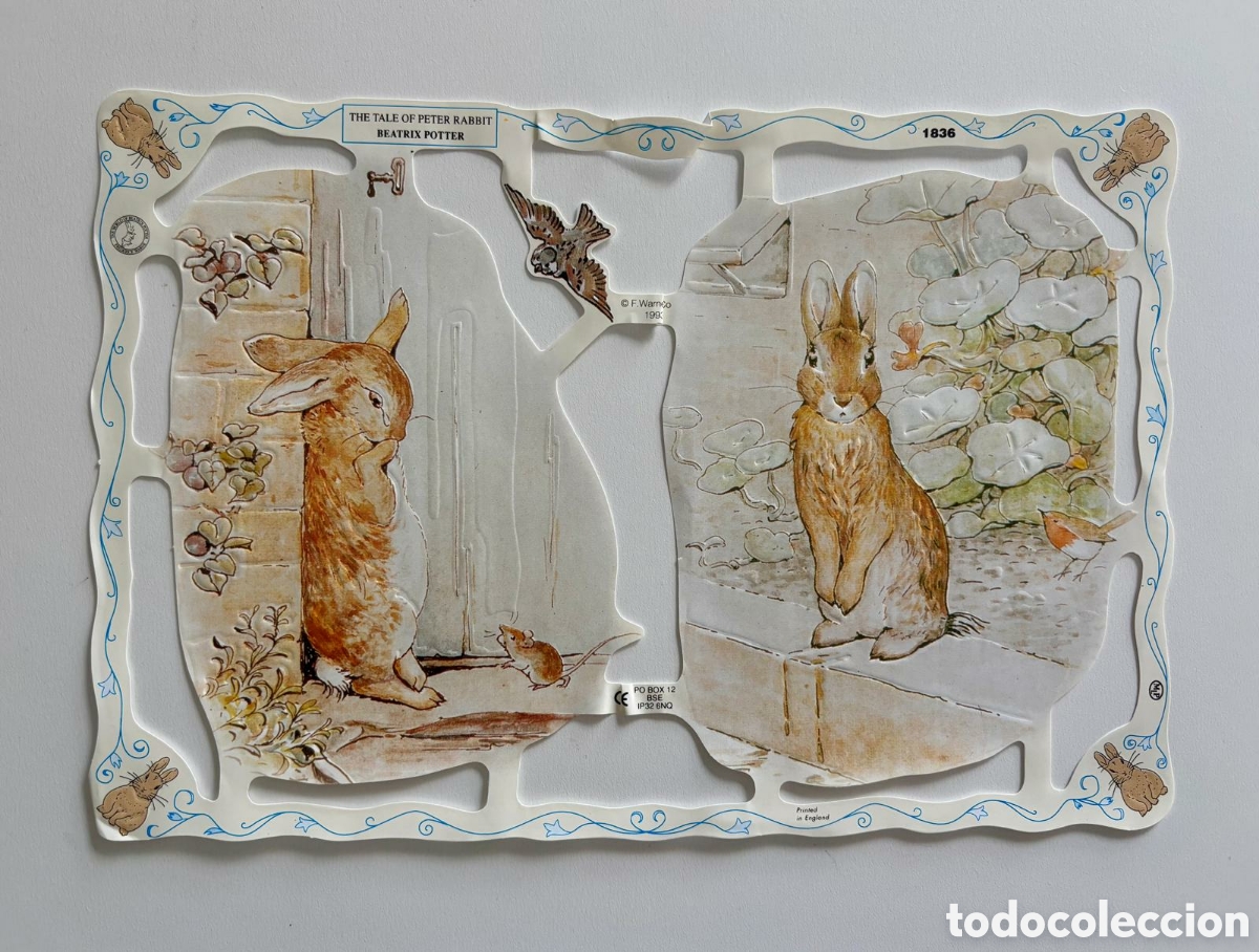 Coleccionismo cromos troquelados antiguos: L&aacute;mina DEFECTO CROMOS TROQUELADOS ingleses MLP 1836 BEATRIX POTTER Peter Rabbit colecci&oacute;n ni&ntilde;as
