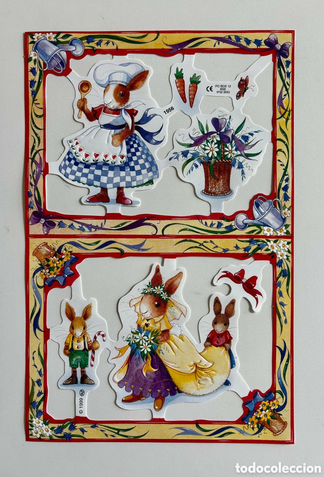 Coleccionismo cromos troquelados antiguos: L&aacute;mina CROMOS TROQUELADOS ingleses MLP 1556 dibujos conejos conejitos NUEVA colecci&oacute;n picar ni&ntilde;as