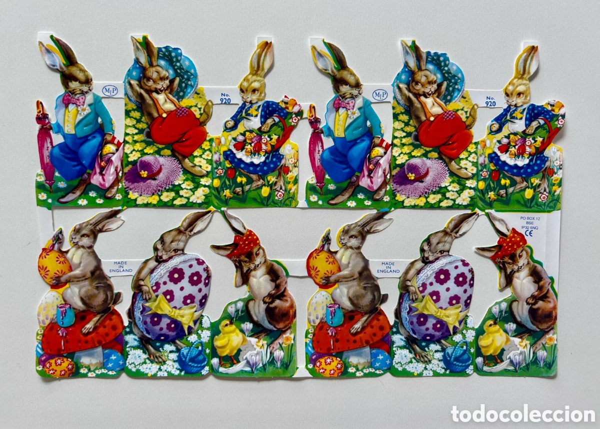 Coleccionismo cromos troquelados antiguos: L&aacute;mina CROMOS TROQUELADOS ingleses MLP 920 dibujos Pascua conejos conejitos NUEVA colecci&oacute;n ni&ntilde;as