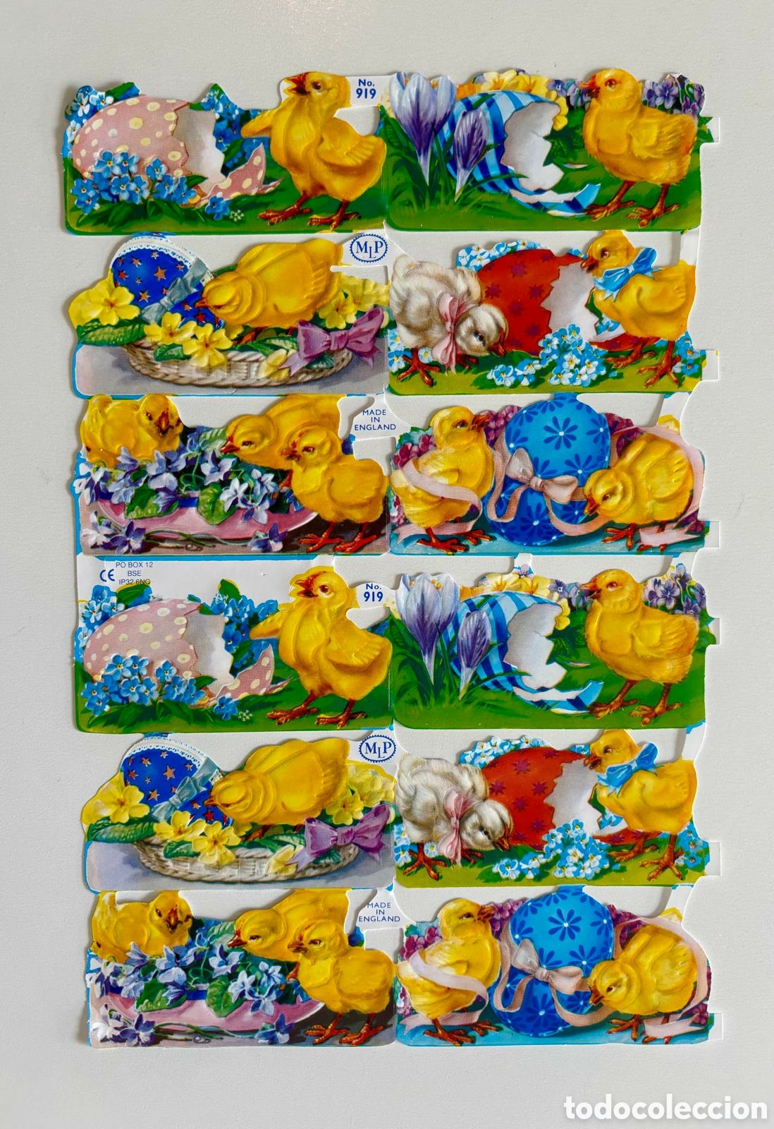 Coleccionismo cromos troquelados antiguos: L&aacute;mina CROMOS TROQUELADOS ingleses MLP 919 dibujos Pascua pollitos NUEVA colecci&oacute;n picar ni&ntilde;as