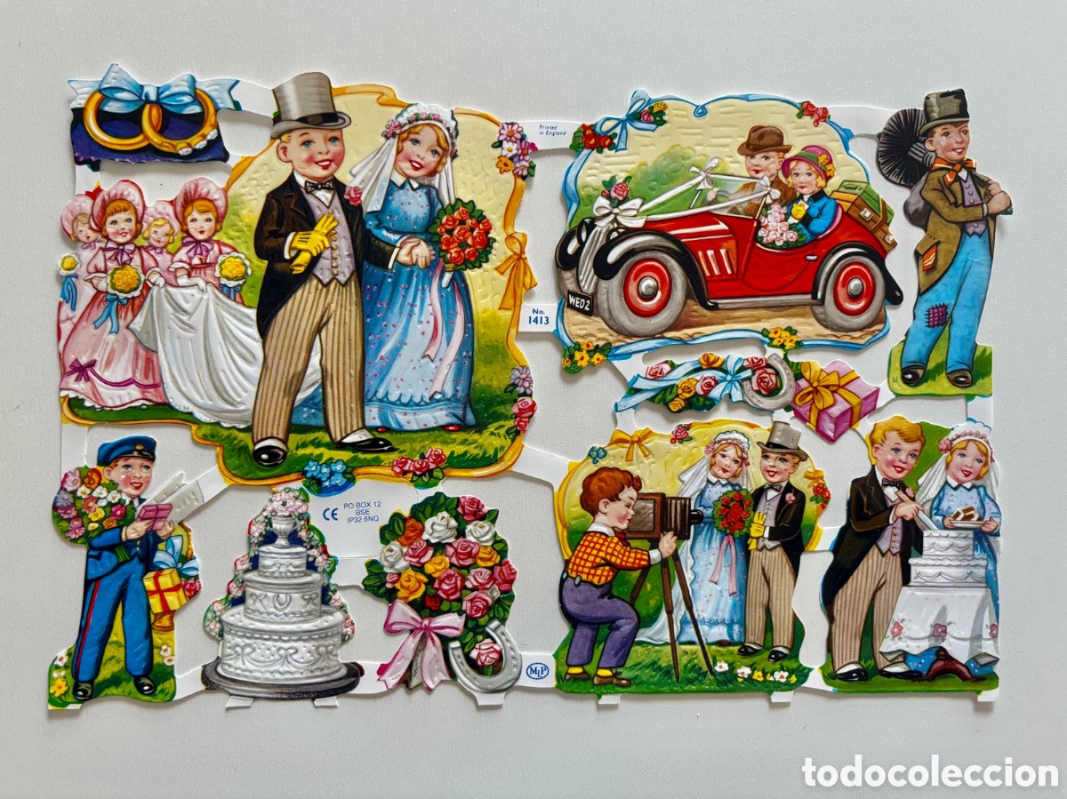 Coleccionismo cromos troquelados antiguos: L&aacute;mina CROMOS TROQUELADOS ingleses MLP 1413 dibujos ni&ntilde;os boda juego NUEVA colecci&oacute;n picar ni&ntilde;as