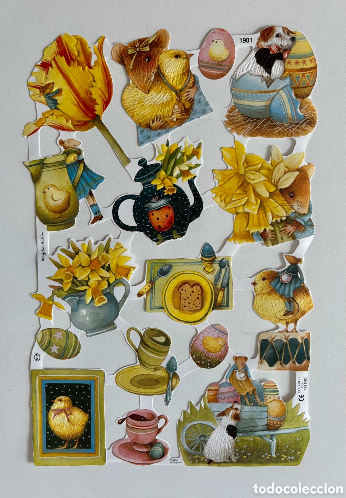 Coleccionismo cromos troquelados antiguos: L&aacute;mina CROMOS TROQUELADOS ingleses MLP 1901 dibujos huevos Pascua Marjolein Bastin NUEVA colecci&oacute;n