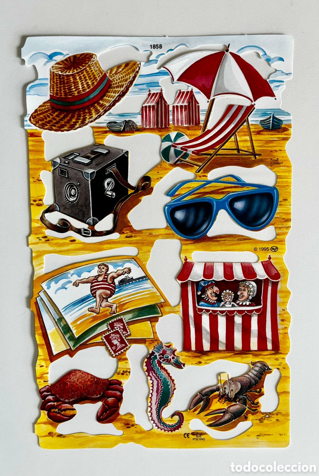 Coleccionismo cromos troquelados antiguos: L&aacute;mina CROMOS TROQUELADOS ingleses MLP 1858 dibujos verano playa NUEVA colecci&oacute;n