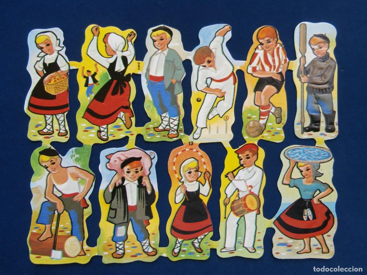 Coleccionismo cromos troquelados antiguos: LAMINA CROMOS TROQUELADOS SIMA-13. REGIONALES. RELIEVE BRILLO