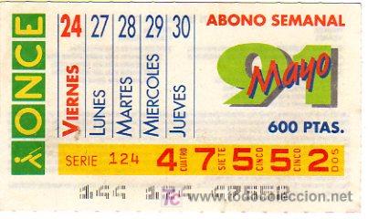 Billets ONCE: abono semanal 24 de mayo 1991
