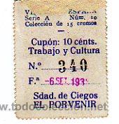Cupones ONCE: cupon el porvenir 1935 - Foto 1
