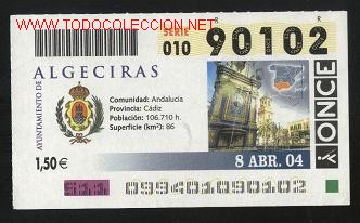Cupones ONCE: cupones once- comunidad de andaluc&iacute;a - 8 abril 2004