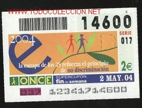 Cupones ONCE: cupones once- la eurocopa de los 25 - 2 mayo 2004 - Foto 1