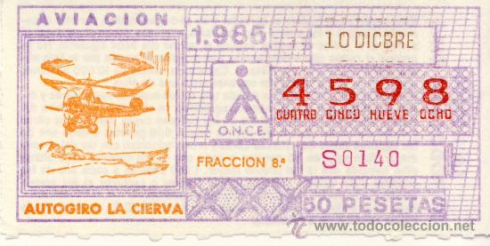 Cupones ONCE: CUPON ONCE 10 DICIEMBRE 1985