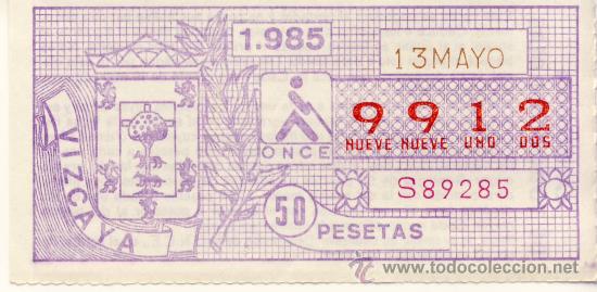 Cupones ONCE: CUPON ONCE 13 MAYO 1985