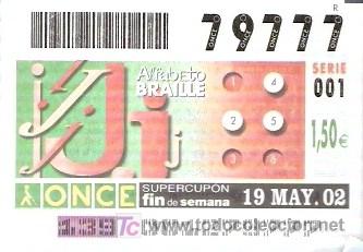 Cupones ONCE: ONCE - SUPER CUPON FIN DE SEMANA - 19 MAY 02 - 79777