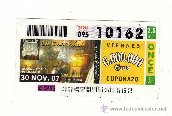 Cupones ONCE: FIESTA DE LA ENCAMIS&Aacute; EN TORREJONCILLO, C&Aacute;CERES (N&ordm; 10162 / Sorteo Once del 30 noviembre de 2007)