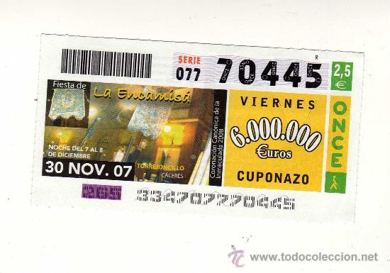 Cupones ONCE: FIESTA DE LA ENCAMIS&Aacute; EN TORREJONCILLO, C&Aacute;CERES (N&ordm; 70445 / SORTEO ONCE DEL 30 NOVIEMBRE DE 2007)
