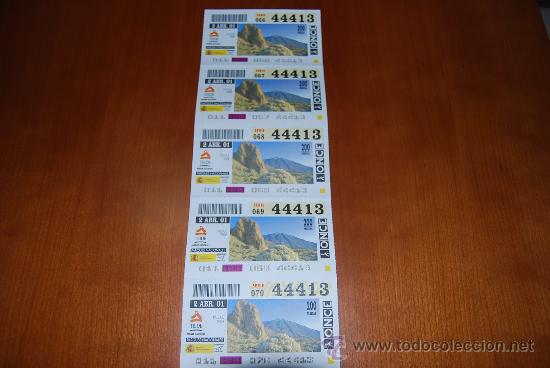 Cupones ONCE: 5 CUPONES DEL TEIDE A&Ntilde;O 2001 CORRELATIVOS - 44413 -