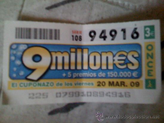 Cupones ONCE: Cup&oacute;n de la ONCE de 20 de Marzo de 2009. - Foto 1
