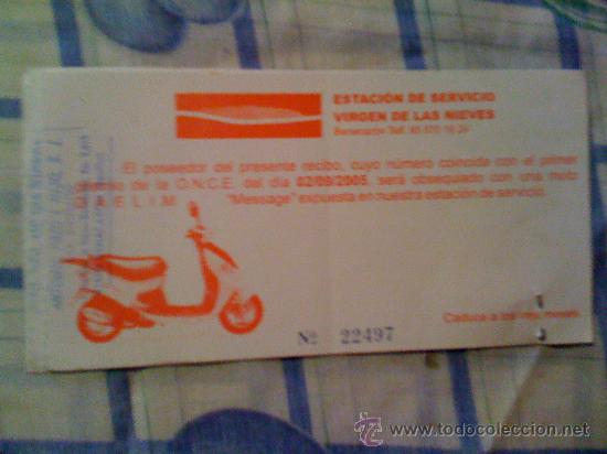 Cupones ONCE: Papeleta con cup&oacute;n de la ONCE del 2 de Septiembre de 2005.