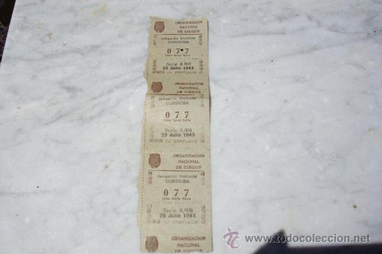 Cupones ONCE: TIRA DE TRES CUPONES CONSECUTIVOS DE LA ONCE DE 1945. - Foto 1