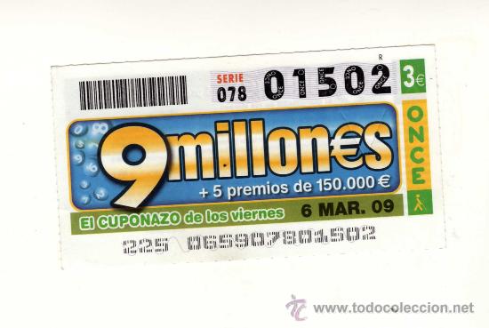 Cupones ONCE: CUPONAZO N&ordm;01502 &middot; SORTEO ONCE DEL 6 DE MARZO DE 2009 - Foto 1