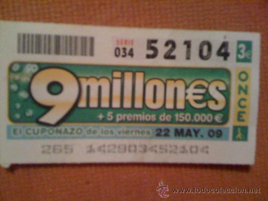 Cupones ONCE: Cup&oacute;n de la ONCE del 22 de Mayo de 2009. - Foto 1