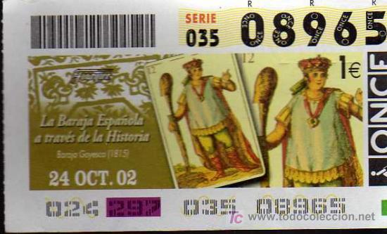 CUPON ONCE - 24 OCTUBRE 2002 - BARAJA GOYESCA (1815) (Coleccionismo - Lotería - Cupones ONCE)