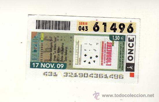 Cupones ONCE: CUP&Oacute;N ONCE N&ordm; 61496 DEDICADO AL BRAILLE PARA EL SORTEO DEL D&Iacute;A 17 DE NOVIEMBRE DE 2009