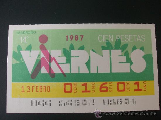 Cupones ONCE: CUPON VIERNES 13 FEBRERO 1987 - Foto 1
