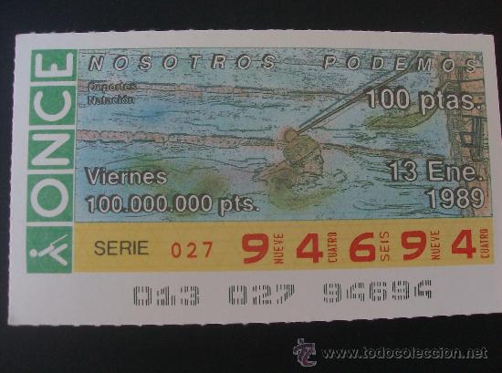 Cupones ONCE: CUPON  VIERNES  13  ENERO 1989 - Foto 1
