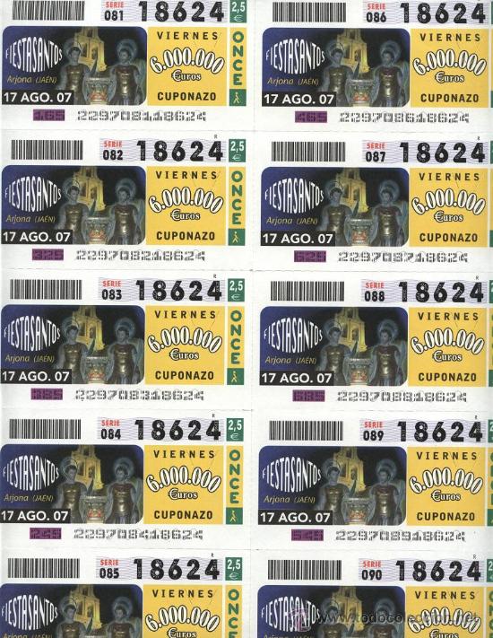 ONCE Coupons: Hoja 10 cupones ONCE - Fiesta de los Santos ( ARJONA, Ja&eacute;n )