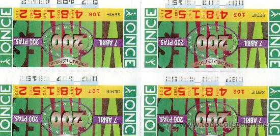 Cupones ONCE: 4  CUPONES  IGUALES  DE LA ONCE A&Ntilde;O 1995