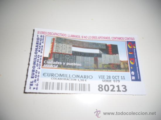 Coupon ONCE: CUPON DE LA OID 28 OCTUBRE 2011 CIUDADES Y PUEBLOS MADRID
