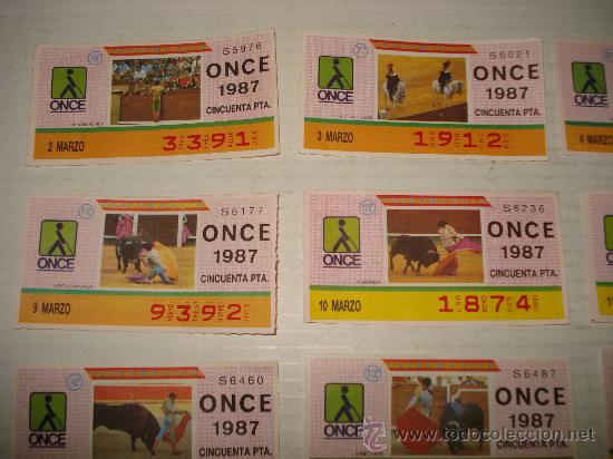 Cupones ONCE: Serie Completa 18 Cupones TAUROMAQUIA  . Mes de MARZO de 1987 - Foto 5