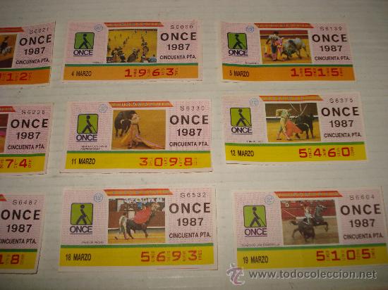Cupones ONCE: Serie Completa 18 Cupones TAUROMAQUIA  . Mes de MARZO de 1987 - Foto 4