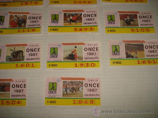 Cupones ONCE: Serie Completa 18 Cupones TAUROMAQUIA  . Mes de MARZO de 1987 - Foto 3