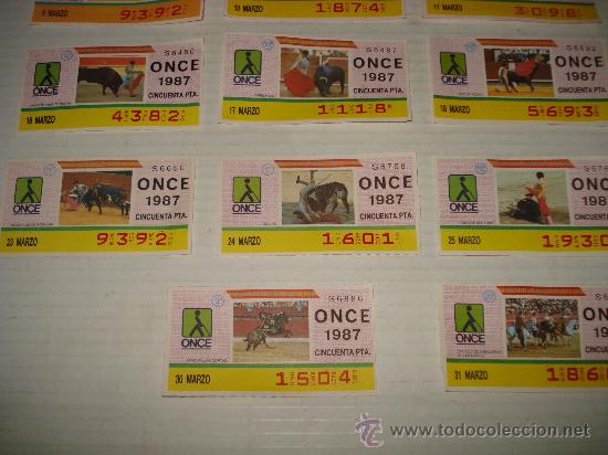 Cupones ONCE: Serie Completa 18 Cupones TAUROMAQUIA  . Mes de MARZO de 1987 - Foto 6