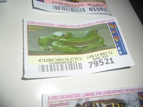 Cupones ONCE: CUPON OID 2012 MAYO 14 REPTILES SAPO - Foto 1