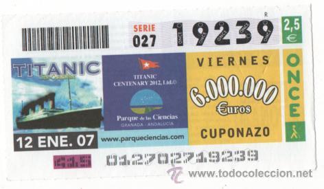 Cupones ONCE: Cup&oacute;n ONCE - Titanic