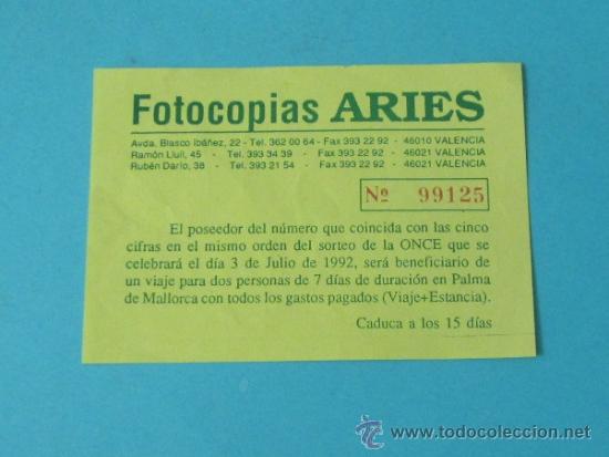 Coupon ONCE: PAPELETA SORTEO COINCIDENTE CON &Eacute;L DE LA ONCE. 3 / JULIO / 1992