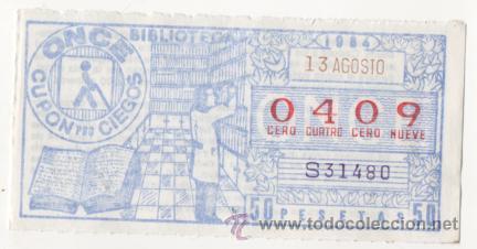 Cupones ONCE: Cup&oacute;n ONCE - 13 de agosto de 1984 - Foto 1