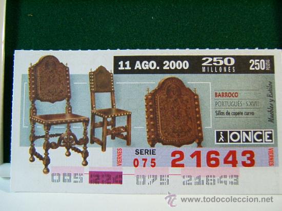 Cupones ONCE: SILLA DE CAPETE CURVO -BARROCO-PORTUGUES-S.XVII-MUEBLES Y ESTILOS-11 AGOSTO 2000-ONCE-VIERNES -21643