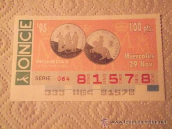 Cupones ONCE: SORTEO N&ordm; 333 DEL 29-11-95 - N&ordm; 81578 - TEMA: MEDALLAS CONMEMORATIVAS - 10.000 PTAS - BARCELONA 92 -