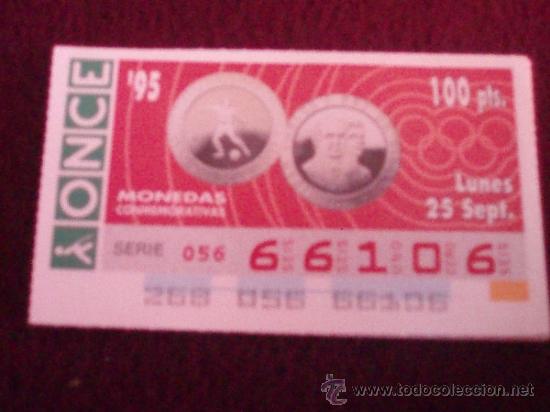 Cupones ONCE: CUP&Oacute;N DE LA ONCE DEL 25/09/95 - TEMA: MONEDAS CONMEMORATIVAS - BARCELONA 92