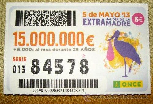 Cupones ONCE: CUP&Oacute;N EXTRA DEL DIA DE LA MADRE (05-05-13) - Foto 1