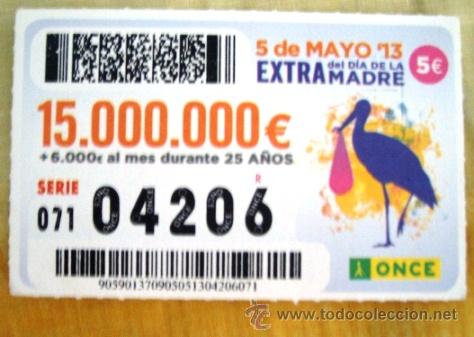 Cupones ONCE: CUP&Oacute;N EXTRA DEL DIA DE LA MADRE (05-05-13) - Foto 1