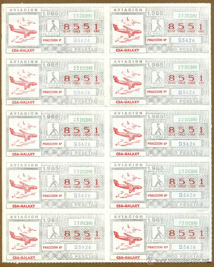 Cupones ONCE: ONCE - AVIACION 1985 - Foto 1