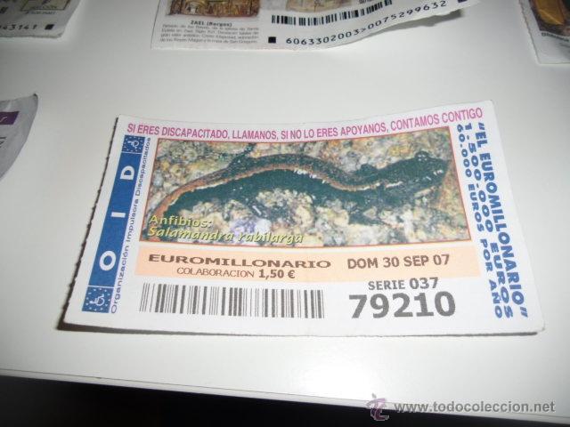 Bilhetes ONCE: CUPON OID 2007 ANFIBIOS SALAMANDRA RABILARGA